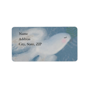 White Dove On Soft Blue Background Label