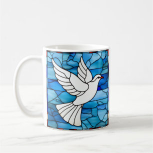 White Dove on Stained Glass Coffee Mug