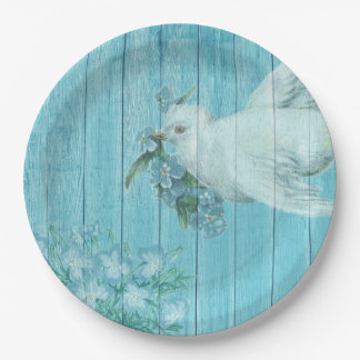 White Dove Painted Wood Disposable Paper Plates