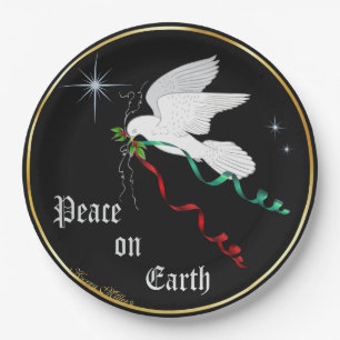 White Dove Paper Plate