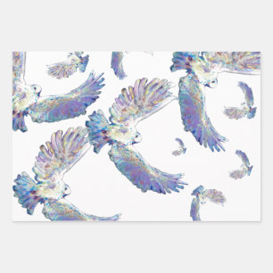 White Dove Peace Love Bird Maureen Girard Wrapping Paper Sheet