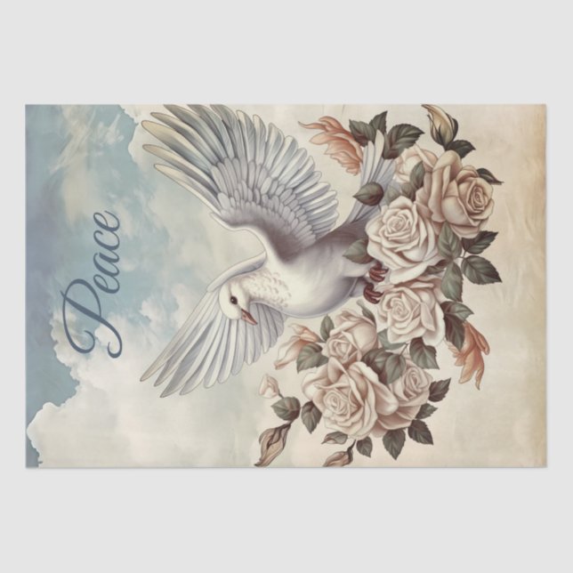White Dove Peace Rose Tissue Paper (Front)