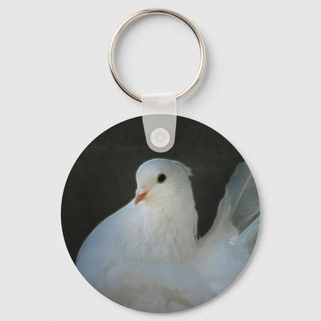 White dove peace symbol key ring (Front)