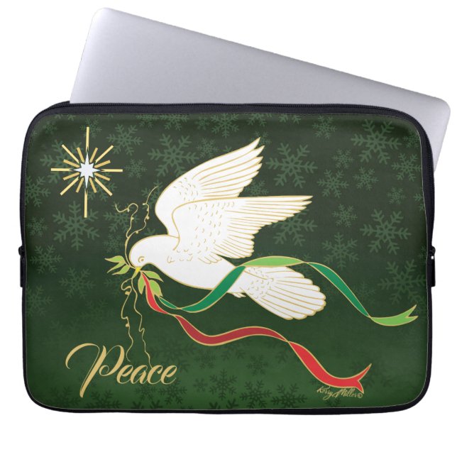 White Dove Spreading Peace Laptop Sleeve (Front)