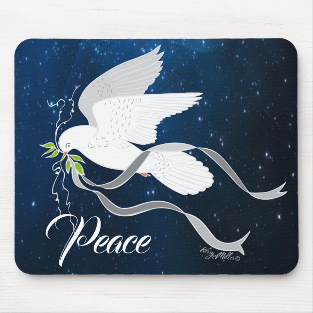 White Dove Spreading Peace Mouse Mat (Front)