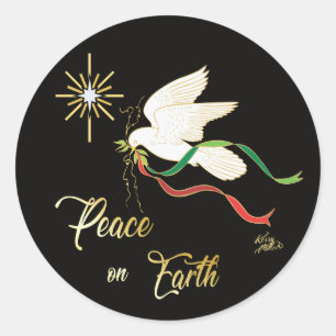 White Dove Spreading Peace On Earth Classic Round Sticker