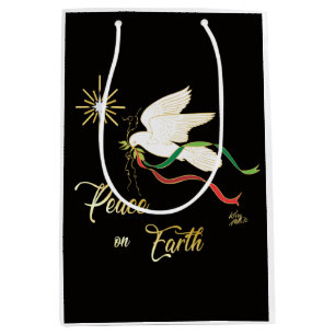 White Dove Spreading Peace On Earth Medium Gift Bag