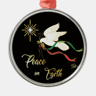 White Dove Spreading Peace On Earth Metal Tree Decoration