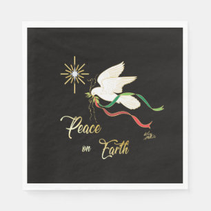 White Dove Spreading Peace On Earth Napkin