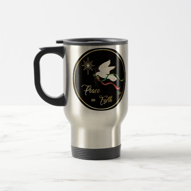 White Dove Spreading Peace On Earth Travel Mug (Left)