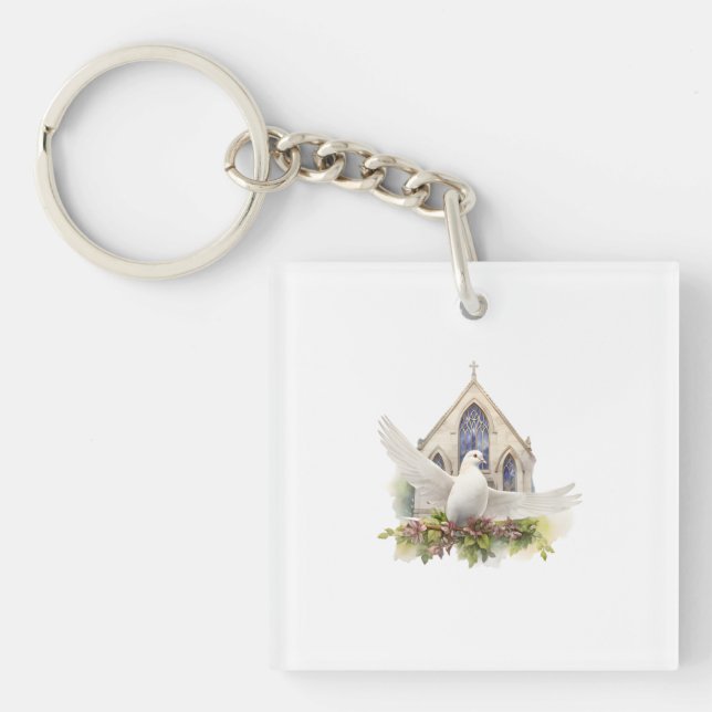 White Dove with Church Key Ring (Front)
