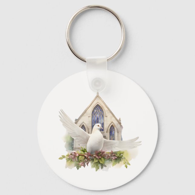 White Dove with Church Key Ring (Front)