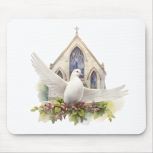 White Dove With Church Mouse Mat