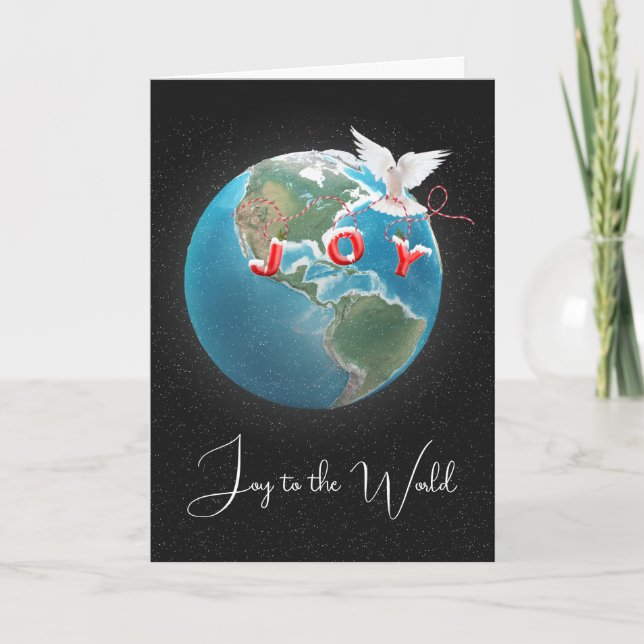 White Dove With JOY On Earth Holiday Card (Front)
