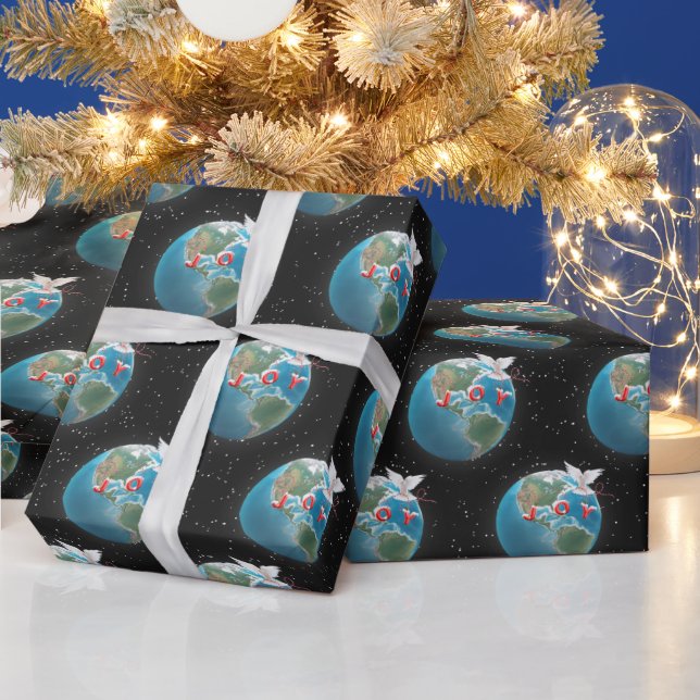 White Dove With JOY On Earth Wrapping Paper (Holidays)