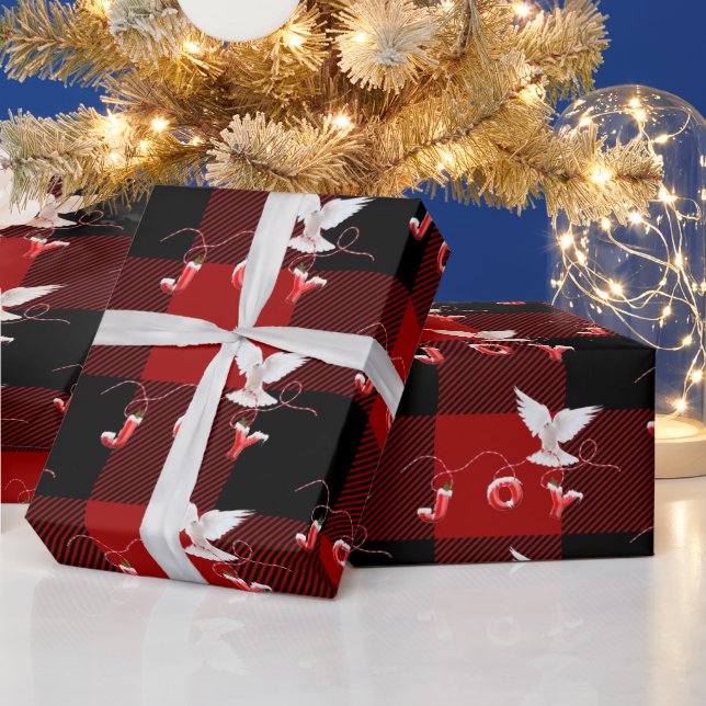 White Dove With Joy Ornament Wrapping Paper (Holidays)