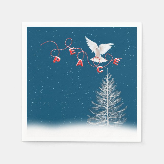 White Dove With Peace Christmas Ornament Napkin (Front)