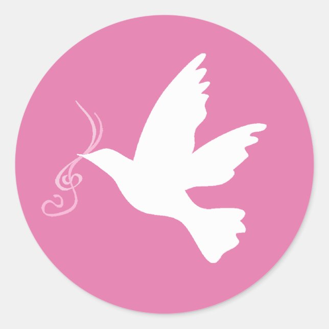 White dove with pink ribbons sticker (Front)