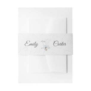 White Dove with Rings Invitation Belly Band