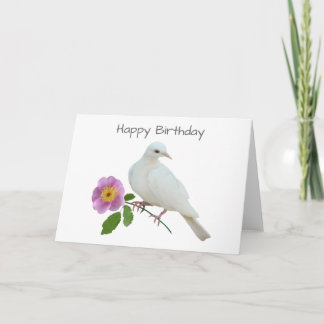 White Dove with Wild Rose Birthday Card