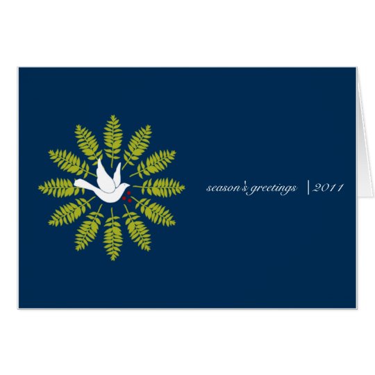 White Dove Wreath on Blue Business Christmas Card