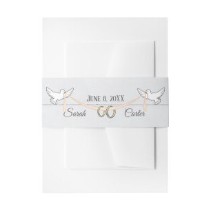 White Doves and Rings Invitation Belly Band