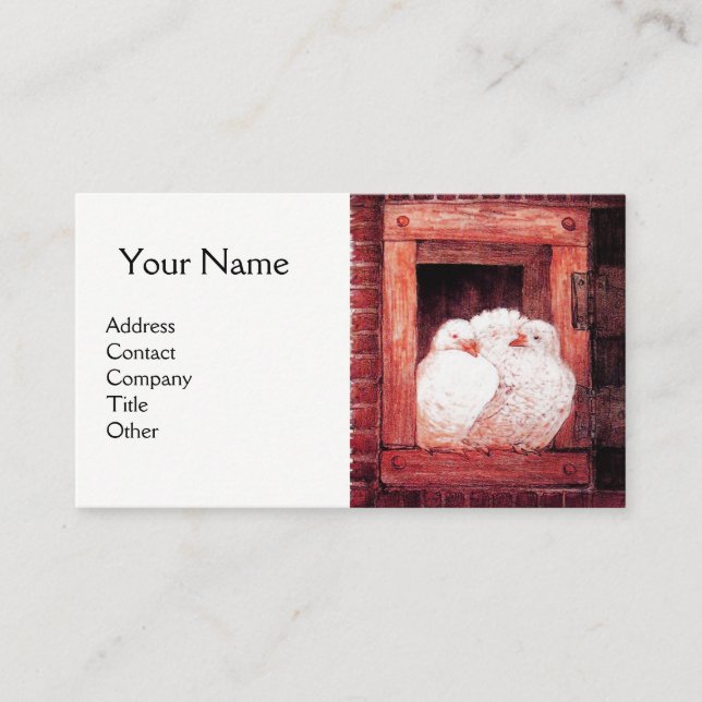 WHITE DOVES AT THE RED WINDOW BUSINESS CARD (Front)
