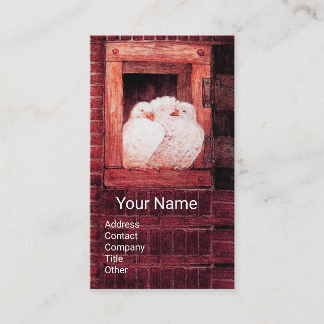 WHITE DOVES AT THE RED WINDOW BUSINESS CARD (Front)