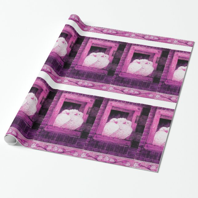 WHITE DOVES AT THE WINDOW WRAPPING PAPER (Unrolled)