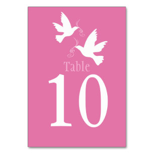 White doves bird wedding pink event table number