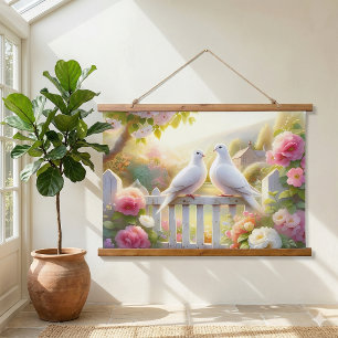 White Doves Cottage Garden Hanging Tapestry