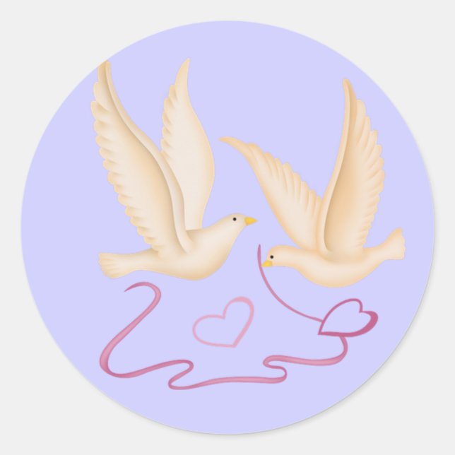 White Doves Creating Hearts Stickers (Front)