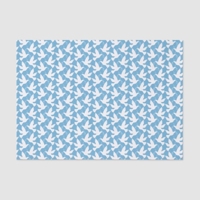 White doves flying blue tissue paper (Front)