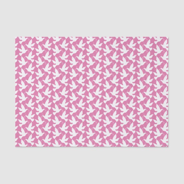 White doves flying pink tissue paper (Front)