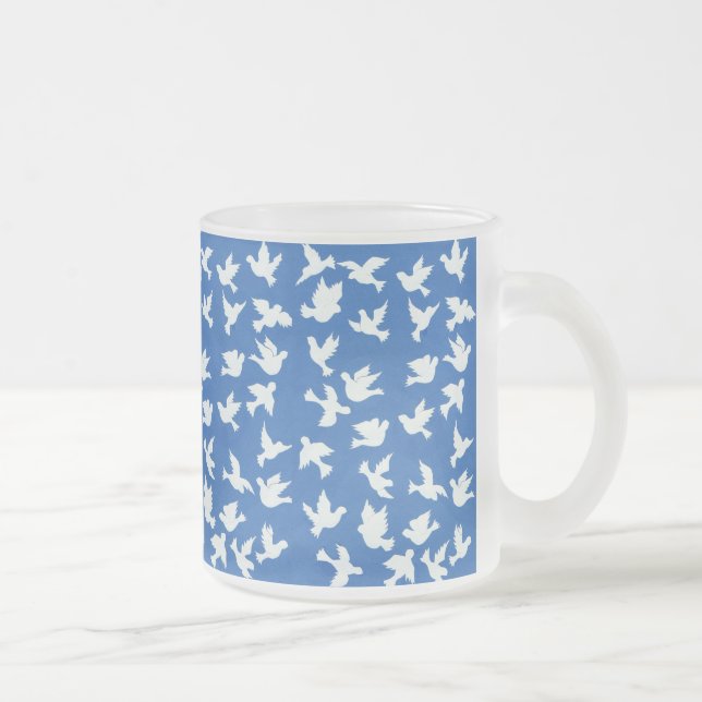 White Doves Frosted Glass Mug (Right)