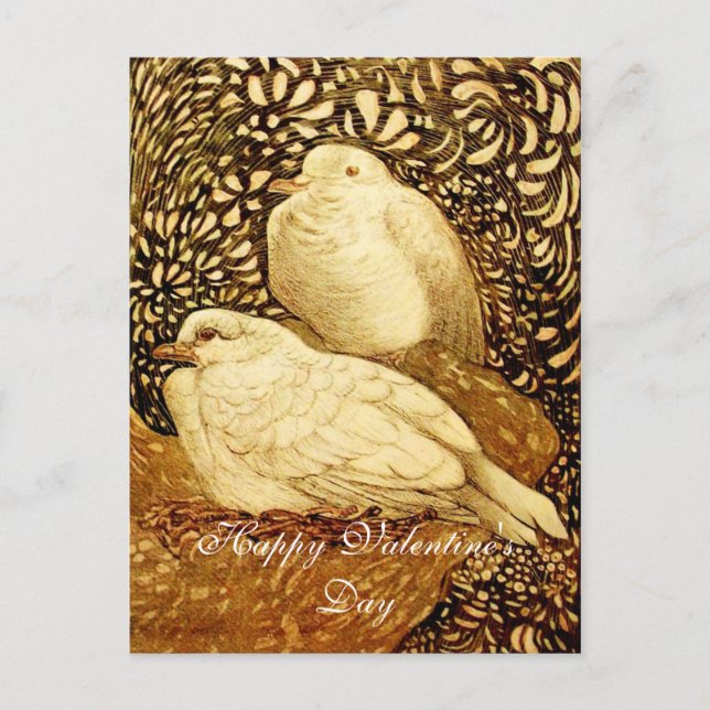 WHITE DOVES IN BROWN SEPIA HOLIDAY POSTCARD (Front)
