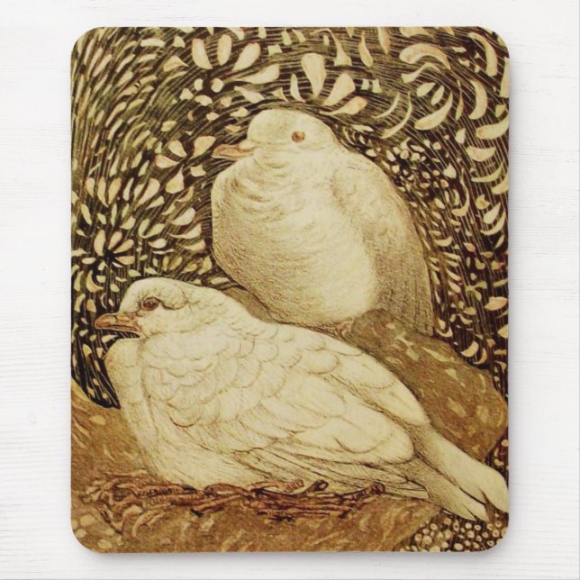 WHITE DOVES IN BROWN SEPIA MOUSE MAT (Front)