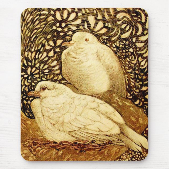 WHITE DOVES IN BROWN SEPIA MOUSE MAT (Front)