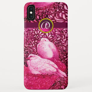 WHITE DOVES IN PINK FUCHSIA MONOGRAM iPhone XS MAX CASE
