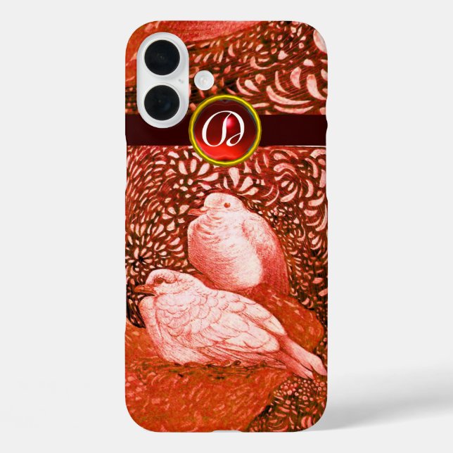 WHITE DOVES IN RED MONOGRAM Case-Mate iPhone CASE (Back)