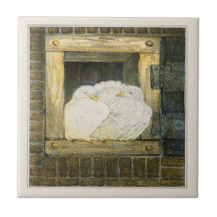 White Doves in Window Dutch Victorian Art Tile