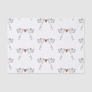 White Doves & Love Heart Tissue Paper