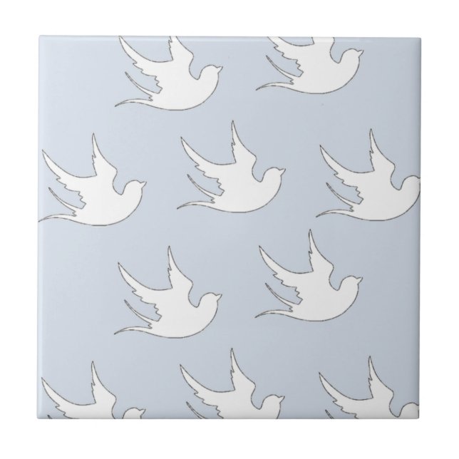 white doves on blue tile (Front)