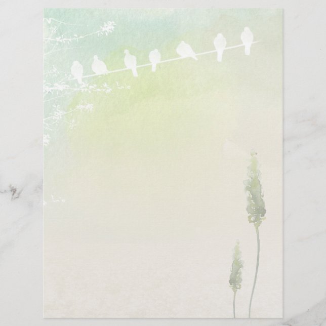 White Doves & Pastel Watercolour Scrapbook Paper (Front)