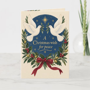 White Doves Peaceful Christmas Card