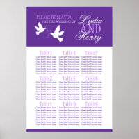 white doves purple wedding seating table plan 1-9