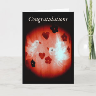 White Doves Red Hearts Love Birds Card