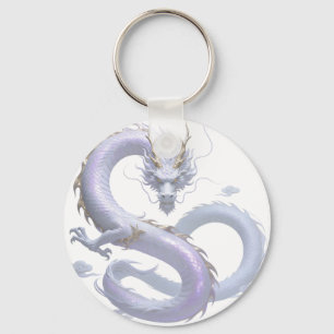 White Dragon Art   Mythical Fantasy Aesthetic   Or Key Ring