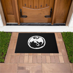 White Dragon black doormat