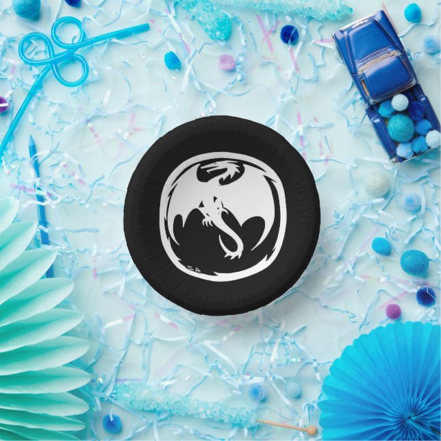 White Dragon black paper bowls Paper Plate (Party)
